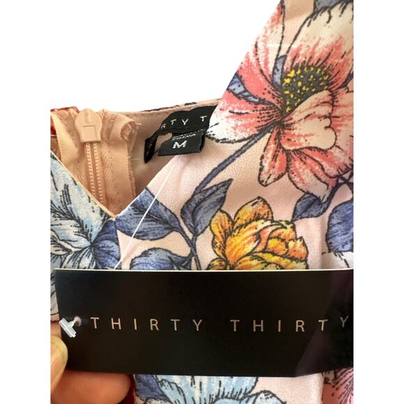 Thirty Thirty Pink Floral Lined Pleated Dress Womens size M NWT - Picture 5 of 6